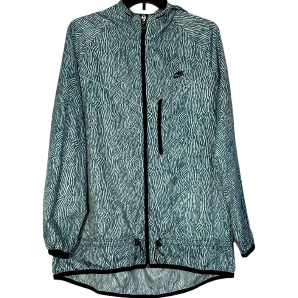 Nike Jacket Green & White Rain Zip Front, Hooded in‎ Size XL  EUC